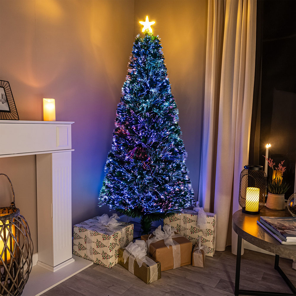 The Christmas Centre Warm White LED Green Fibre Optic Artificial Xmas Tree 5ft Image 2