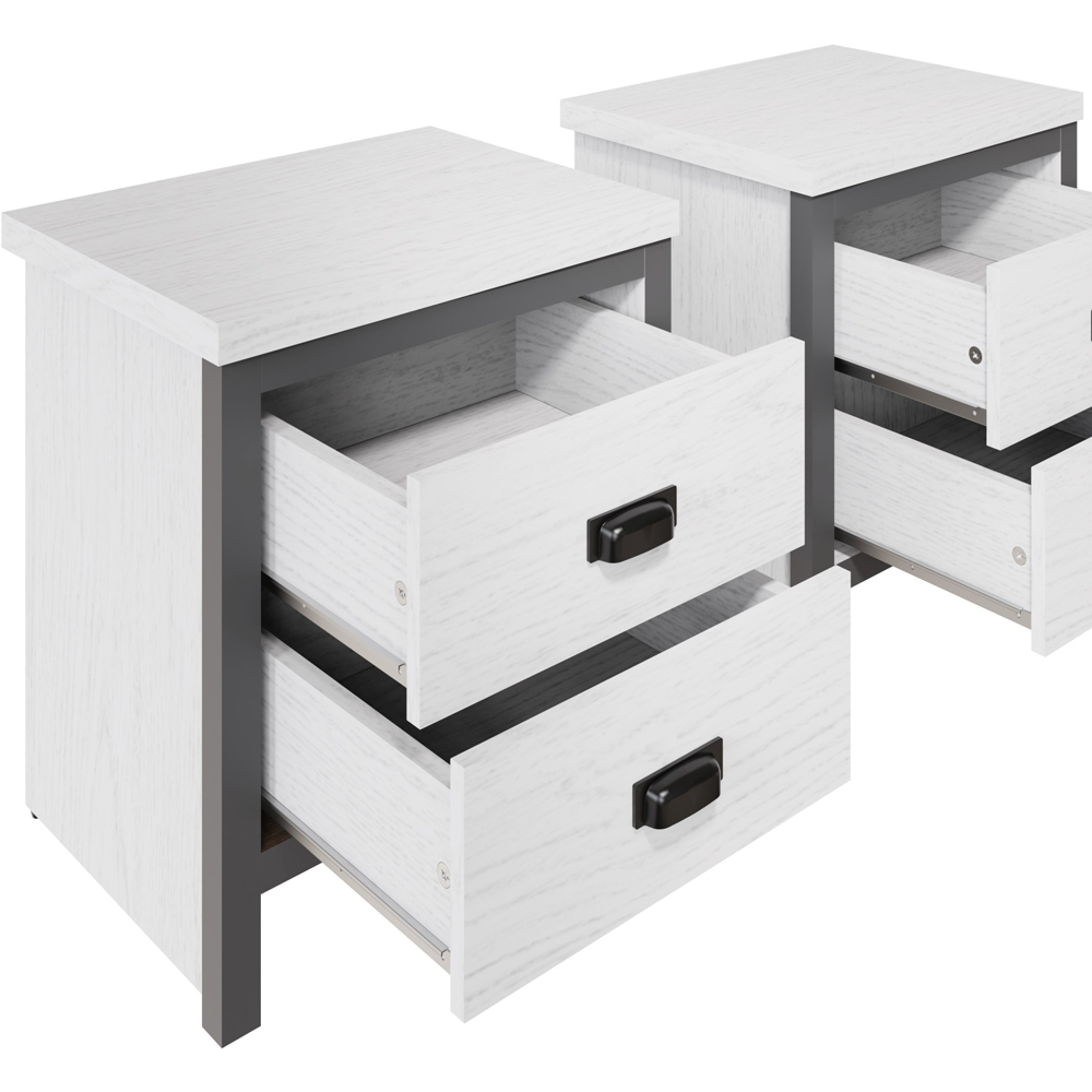 GFW Boston 2 Drawer White Oak Bedside Table Set of 2 Image 5