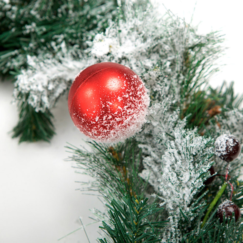 Best Artificial Red Frosted Christmas Garland 270cm Image 9