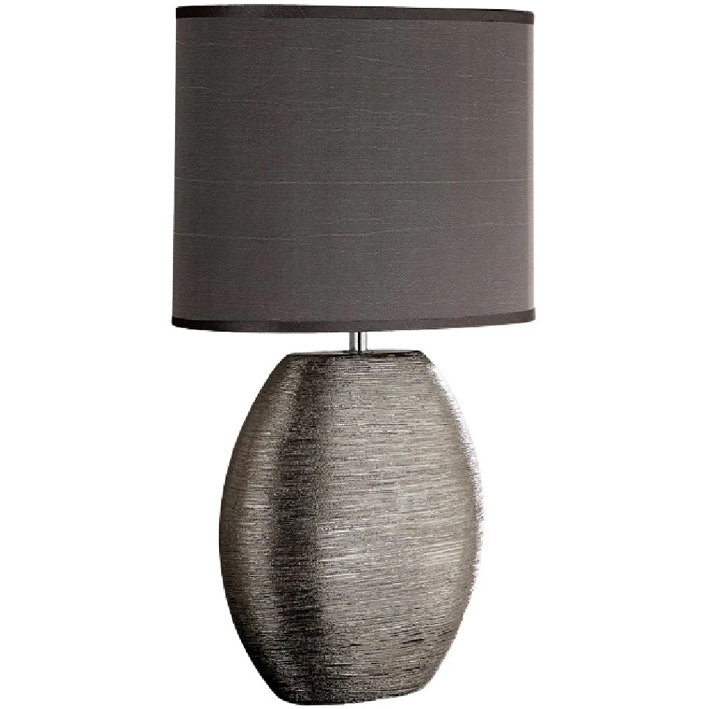 Kliving Waltham Satin Shade Brushed Silver Ceramic Table Lamp Image 1