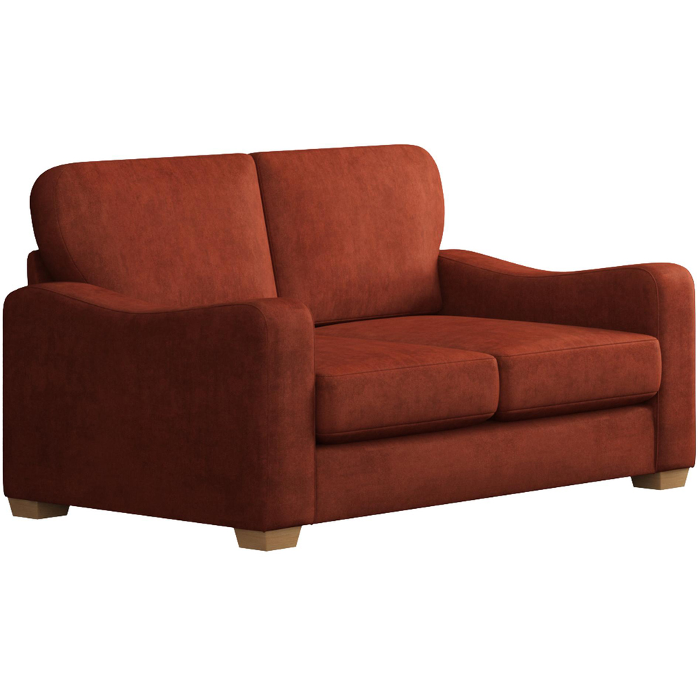 Theadford 2 Seater Marmalade Plush Velvet Fixed Back Sofa Image 3