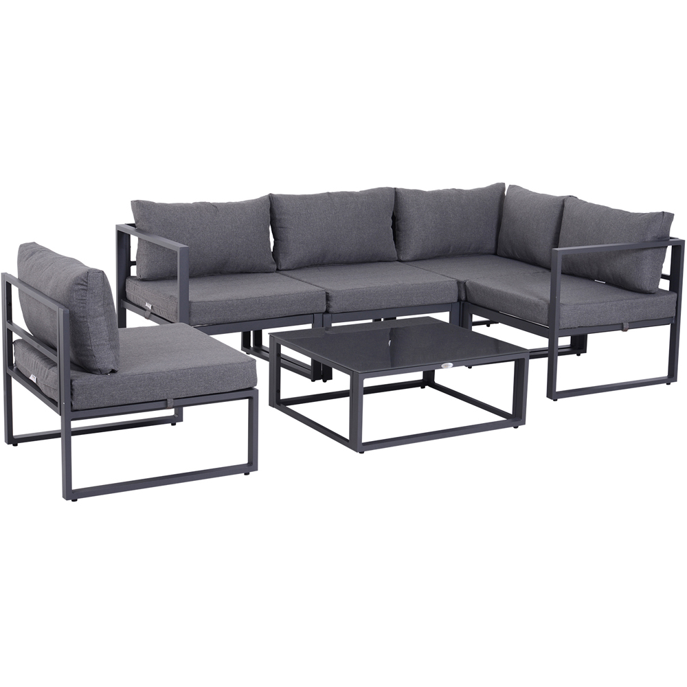 Outsunny 5 Seater Grey Garden Corner Lounge Set Image 2