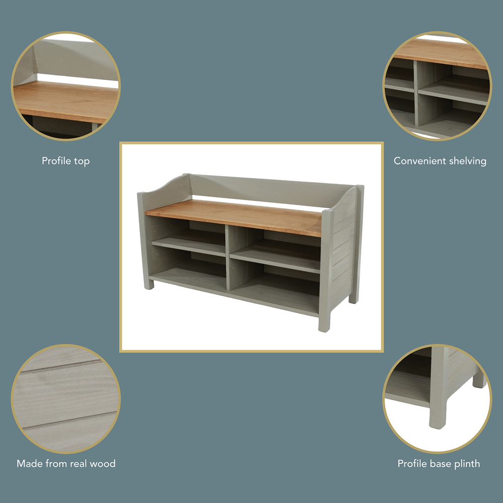 Core Products Corona 4 Shelf Grey Large Shoe Bench Image 5