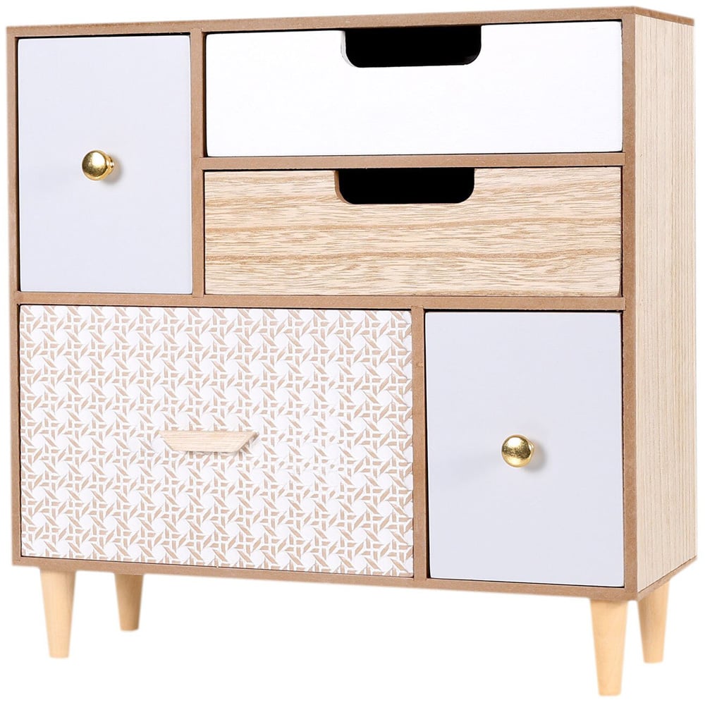 Nordic 5 Drawer Brown Storage Cabinet Image 3