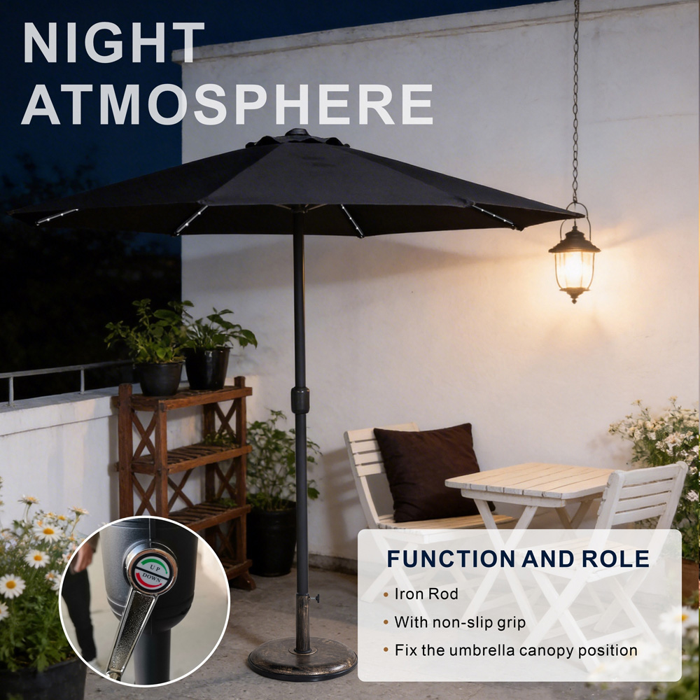 Direct Wicker Grey LED Crank Handle Parasol 2.94m Image 7