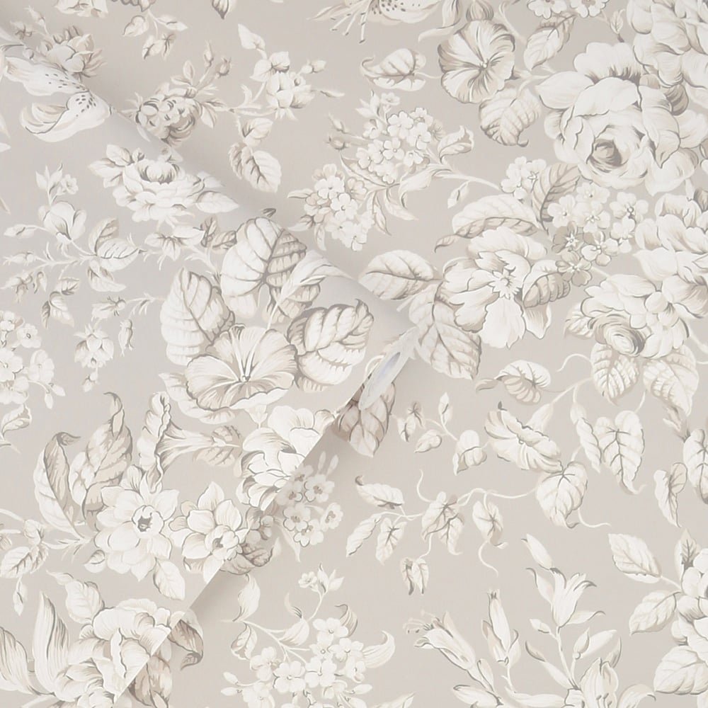 Laura Ashley Heledd Blooms Dove Grey Wallpaper Image 2