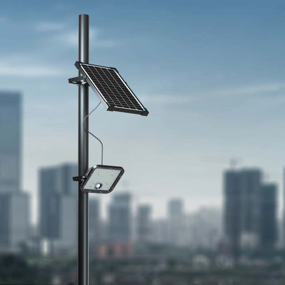 V-TAC 30W 4000K 4800 Lumens Cool White Solar LED Floodlight with PIR Sensor Image 2