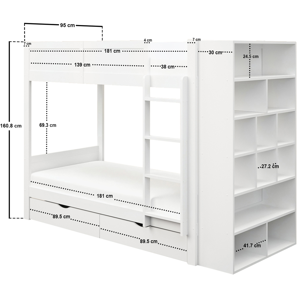 Flair Ruby White Bunk Bed with Storage Image 7