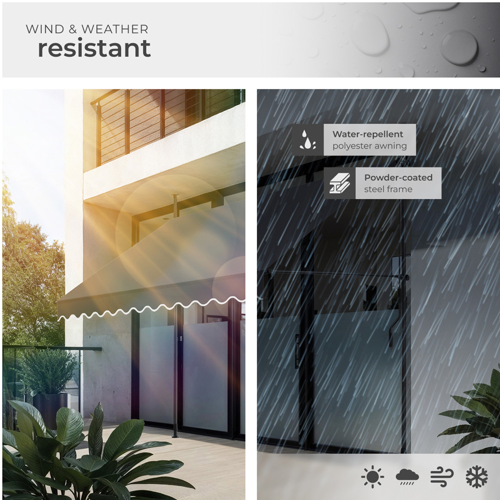 tectake Black and Grey Retractable Awning 3 x 1.8m Image 4