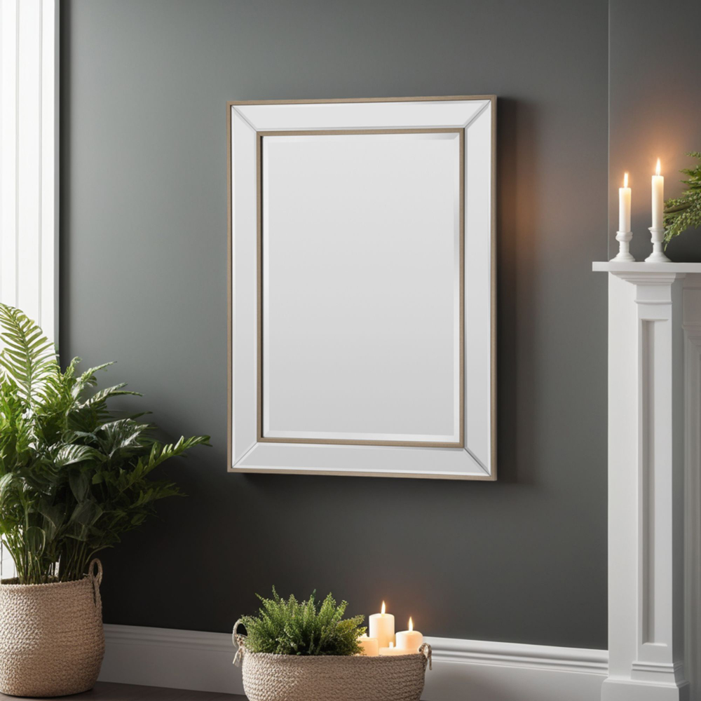 Yearn Brass Gold Angled Bevelled Wall Mirror 68 x 74.5cm Image 2