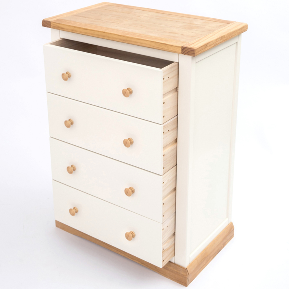 Cabinet Bits Trevi 4 Drawer Off White Wood Knob Chest of Drawers Image 5