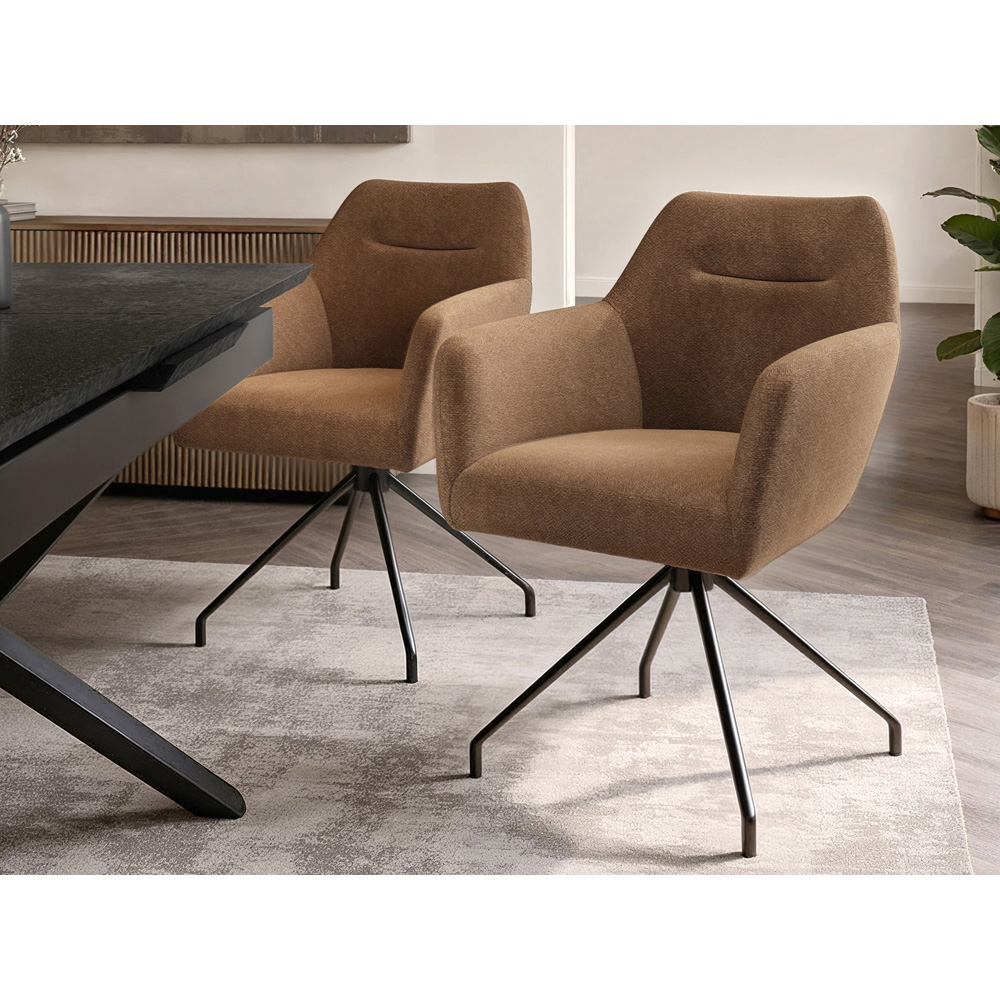 SOLACE+CO Isla Set of 2 Brown Swivel Dining Chair Image 8