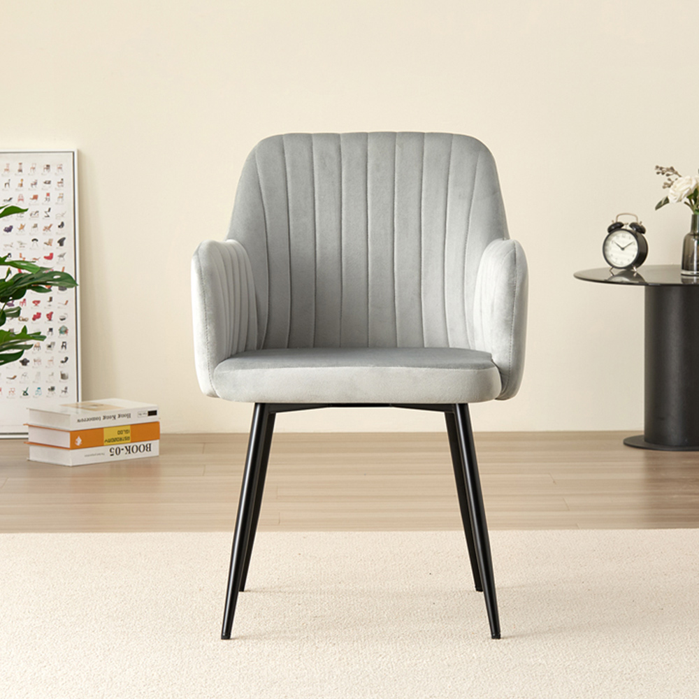 Indoor Living Charlotte Set of 2 Grey Velvet Dining Chair Image 3