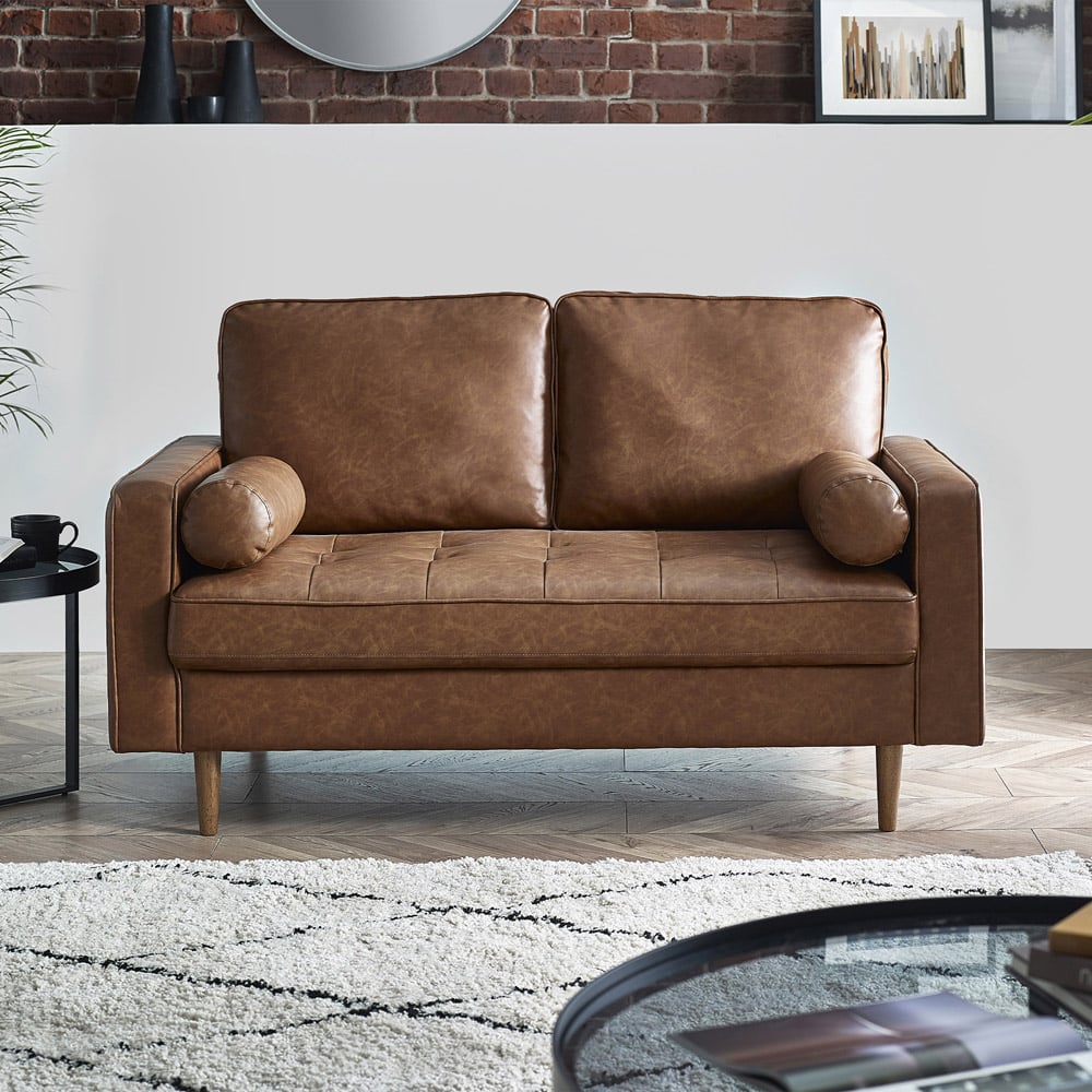 Julian Bowen Henley 2 Seater Brown Faux Leather Sofa Image 8