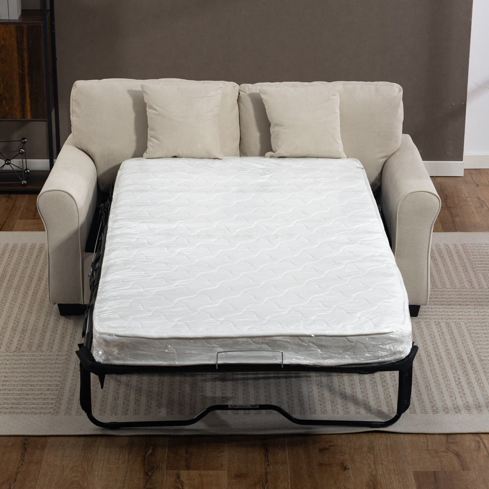 Artemis Home Lewiston 2 Seater Beige Fabric Sofa Bed Image 7