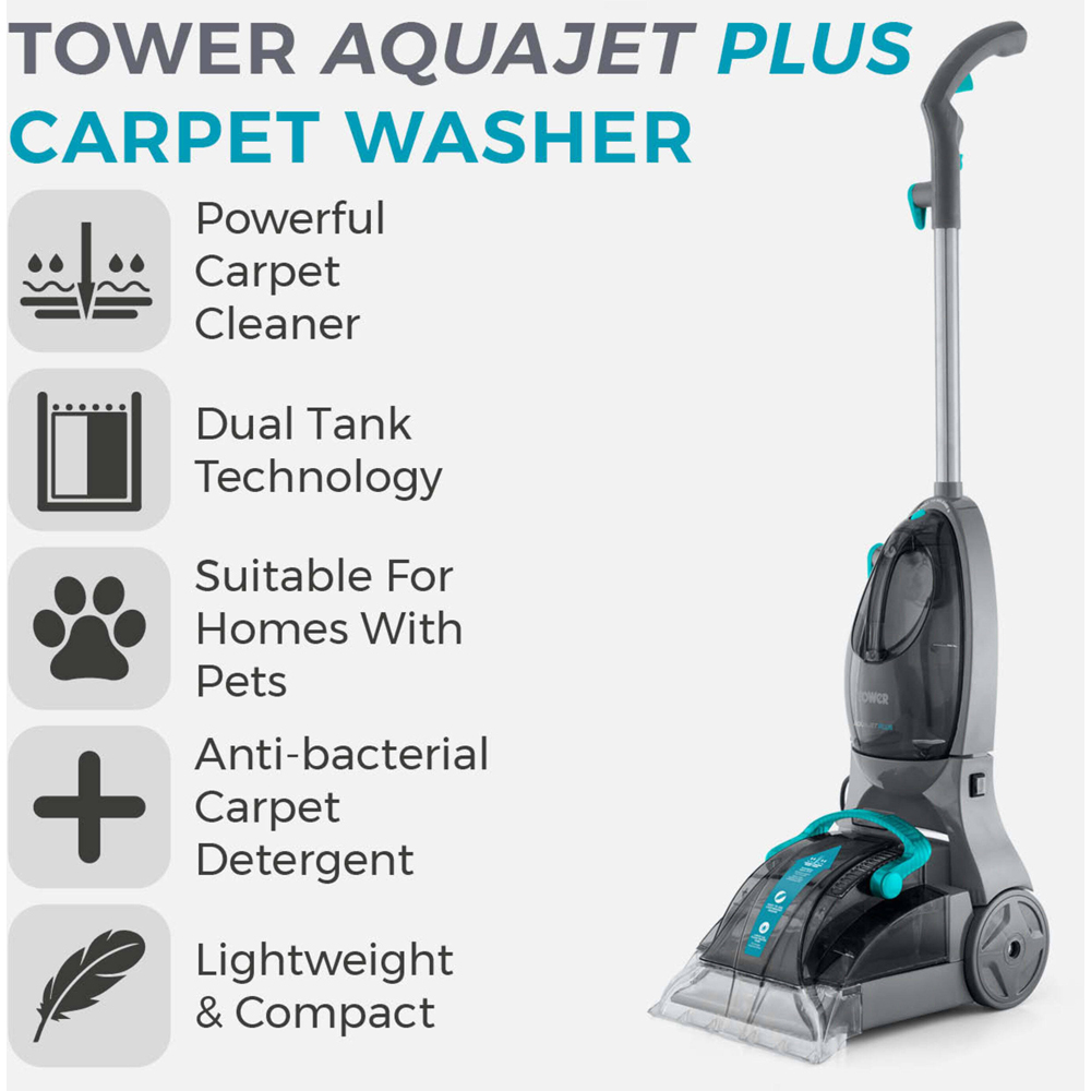 Tower TCW5 AQUAJETPLUS Blue and Grey Carpet Washer 500W Image 3