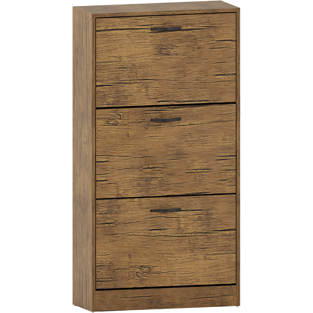 Vida Designs 3 Drawer Antique Brown Shoe Cabinet Image 2