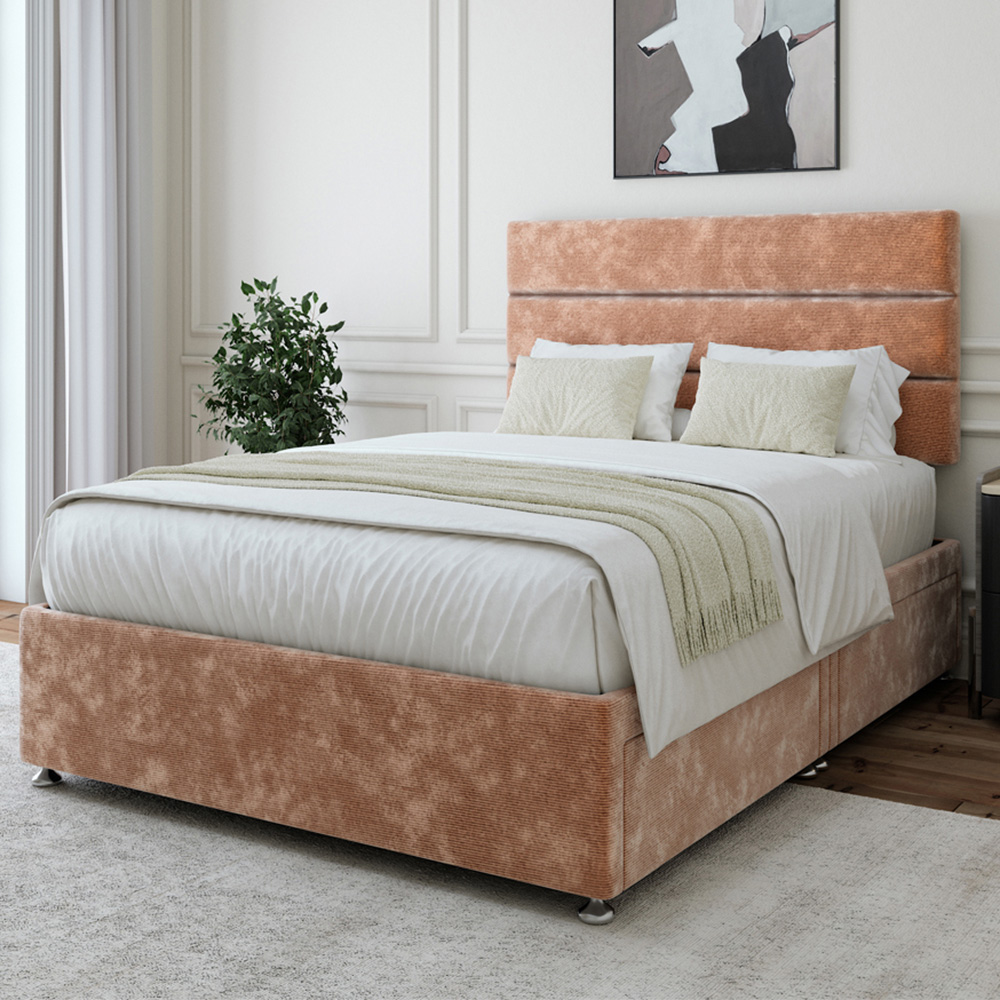 Bedmaster Super King Mink Chenille 4 Drawer Divan Base with Milan Headboard Image 1
