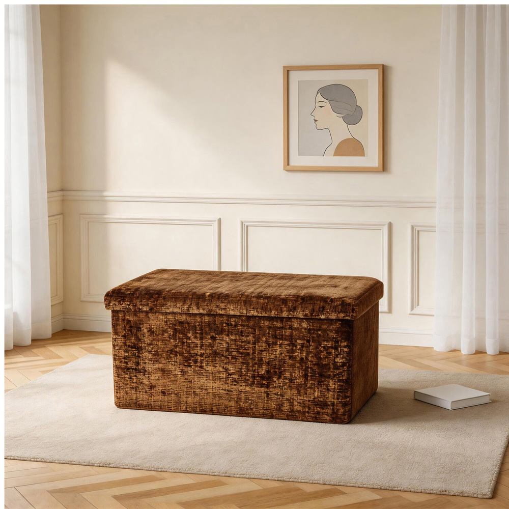 Chenille Storage Trunk Burnt Orange Image 3