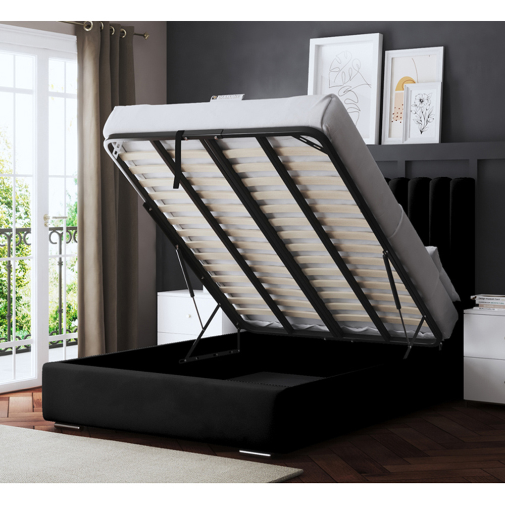 DS Living Evangeline Double Black Upholstered Ottoman Bed with Headboard Image 4