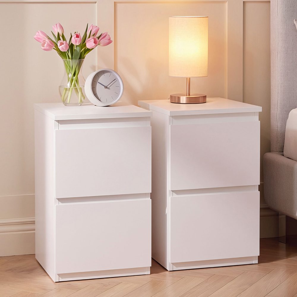 VIDA DESIGNS Denver 2 Drawer White Bedside Cabinet Set of 2 Image 4
