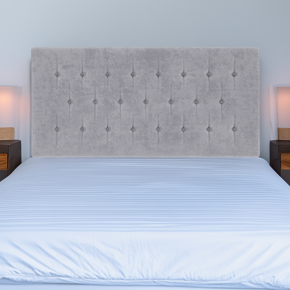 Bedmaster King Size Seal Grey Naples Velvet Lona Buttoned Headboard Image 1