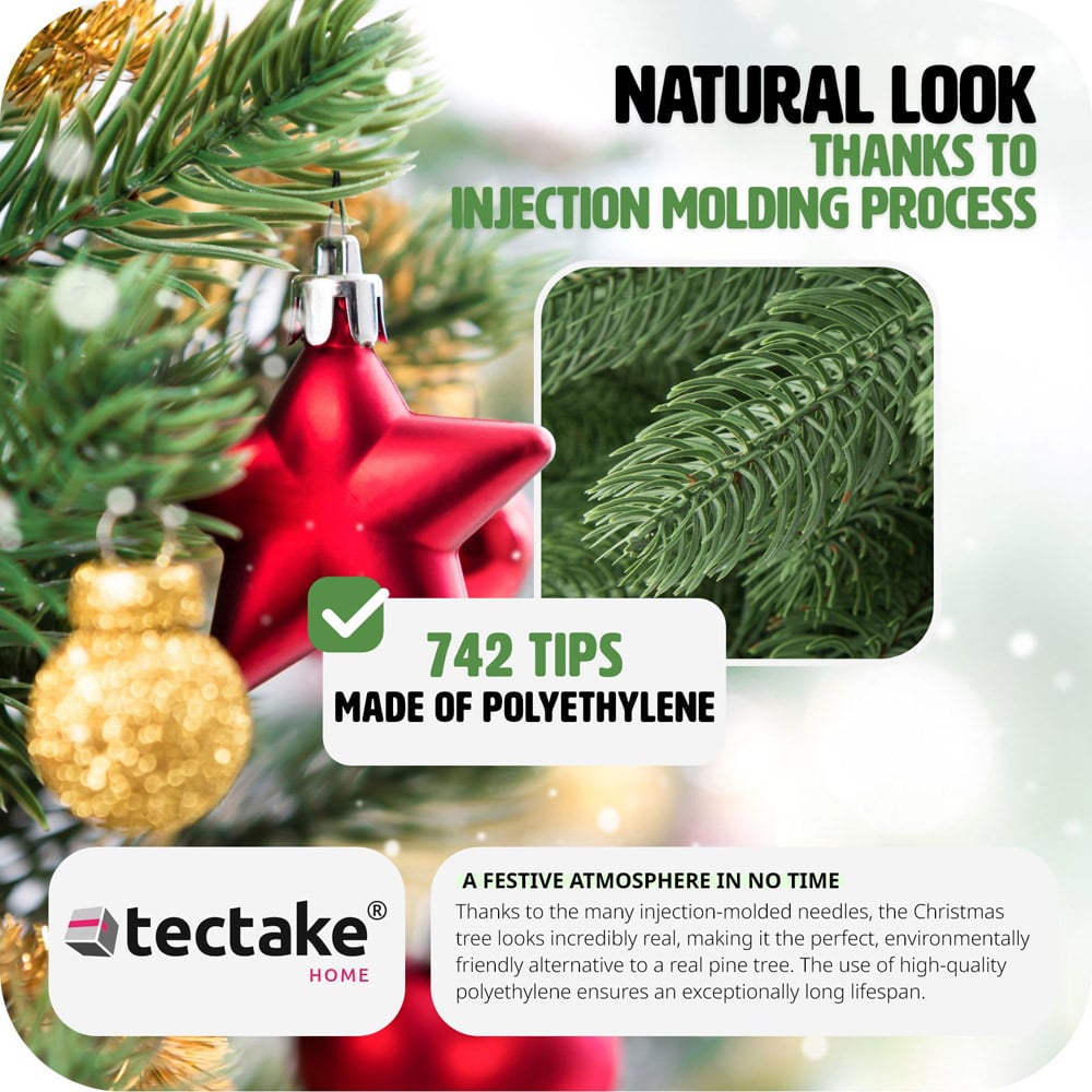 tectake Injection Moulding Lifelike Artificial Christmas Tree 6ft Image 5