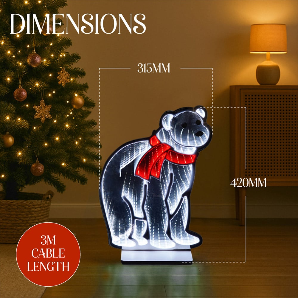 Xmas Haus 175 Super Bright LED Polar Bear Infinity Light 32 x 42cm Image 8