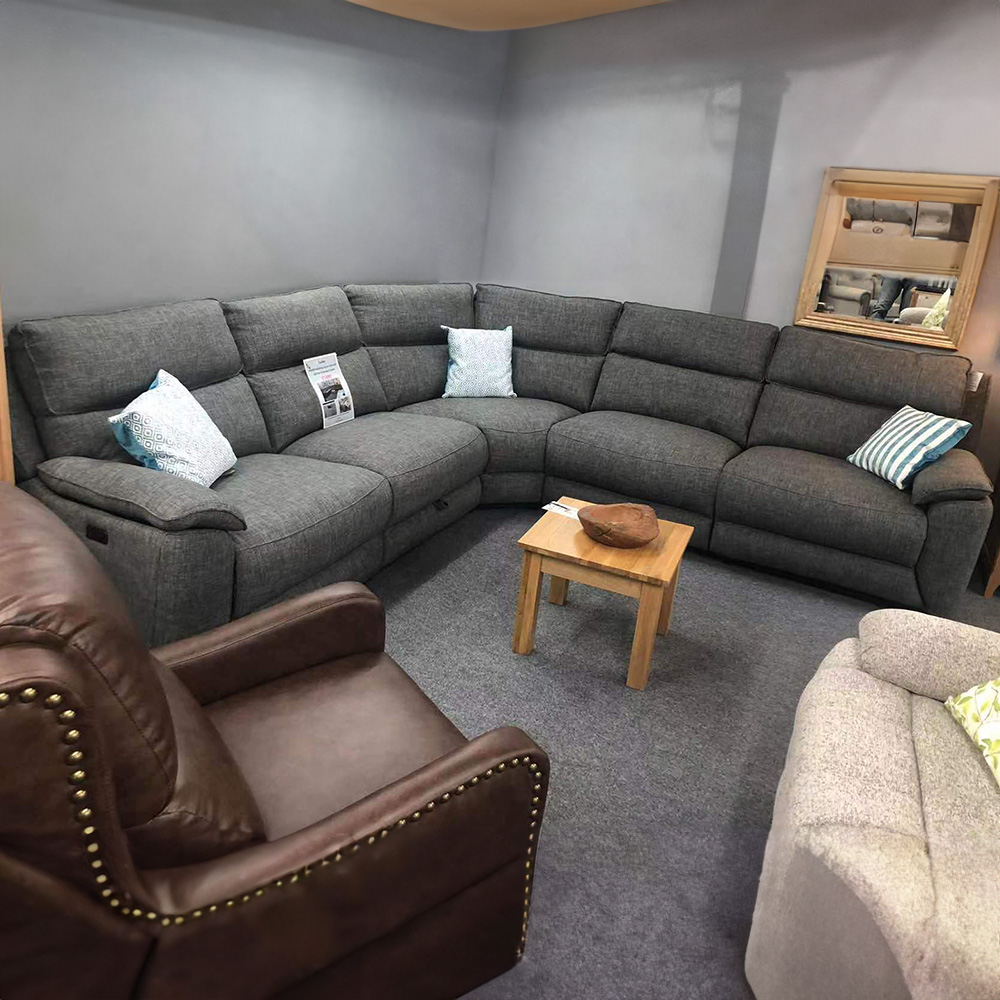 Furniture One 4 Seater Power Reclining Sectional Recliner Sofa Set Image 1