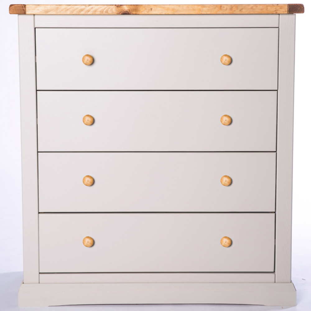 Loreo 4 Drawer Light Grey Chest of Drawers with Wood Knobs Image 3