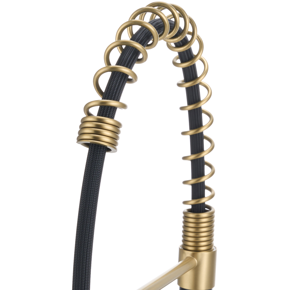 Living and Home Gold and Black 304 Stainless Steel Dual Spout Swivel Kitchen Faucet with LED Light Image 5