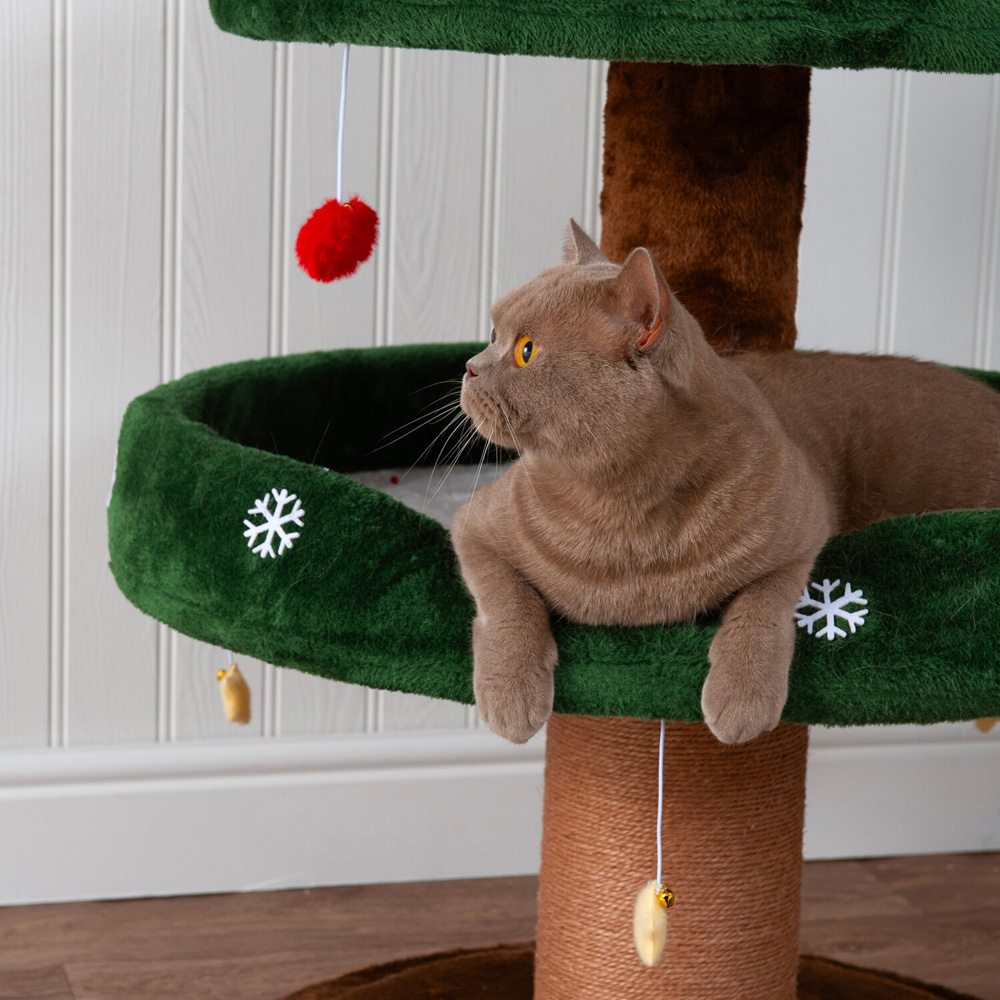 Christmas Tree Cat Tower Green Image 6
