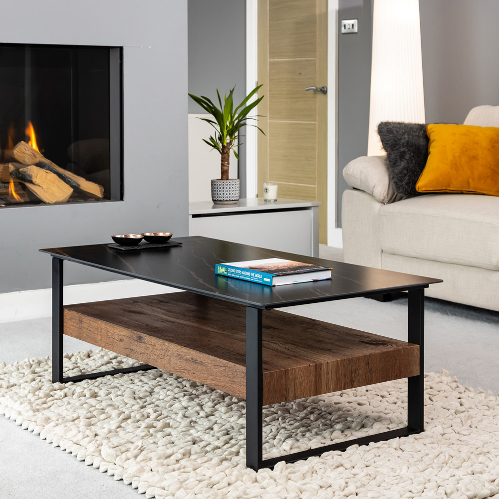 Artemis Home Ascent Single Shelf Black Stone Rectangular Coffee Table Image 3