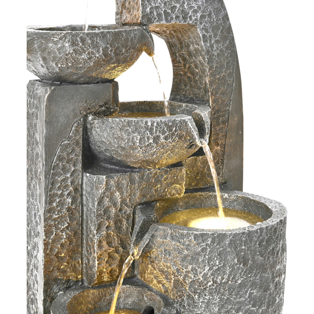 Living and Home Grey Cascade Solar Powered Water Feature Image 7