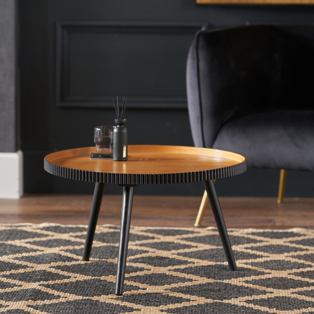 Pacific Lifestyle Hammond Natural and Black Pine Wood Coffee Table Image 5