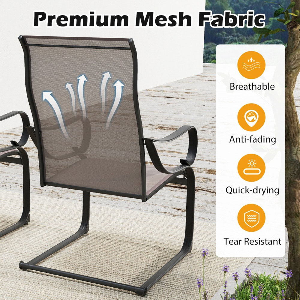 Costway Set of 2 Grey C Spring Dining High Back Chairs Image 8