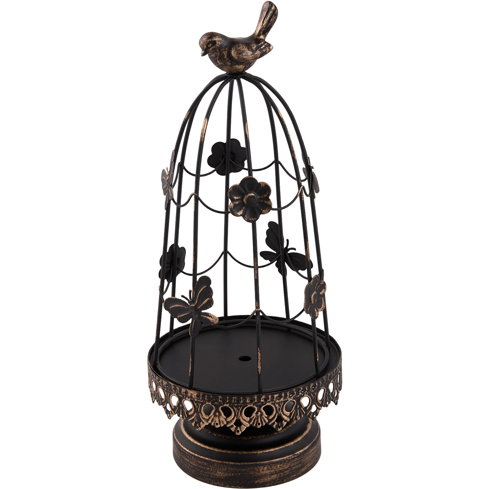 Living and Home Black Birdcage Iron Candle Holder Set of 2 Image 5