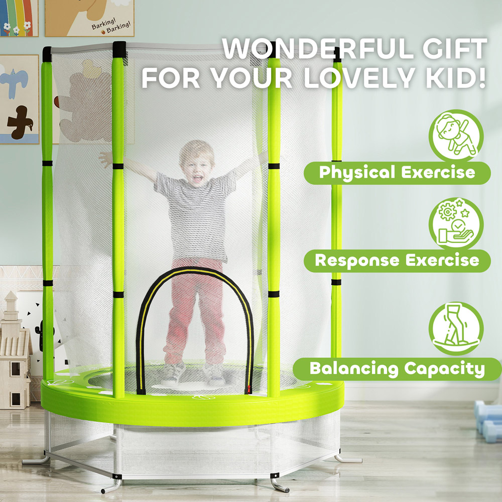 AIYAPLAY Kids 4.6ft Green Trampoline with Enclosure Image 8