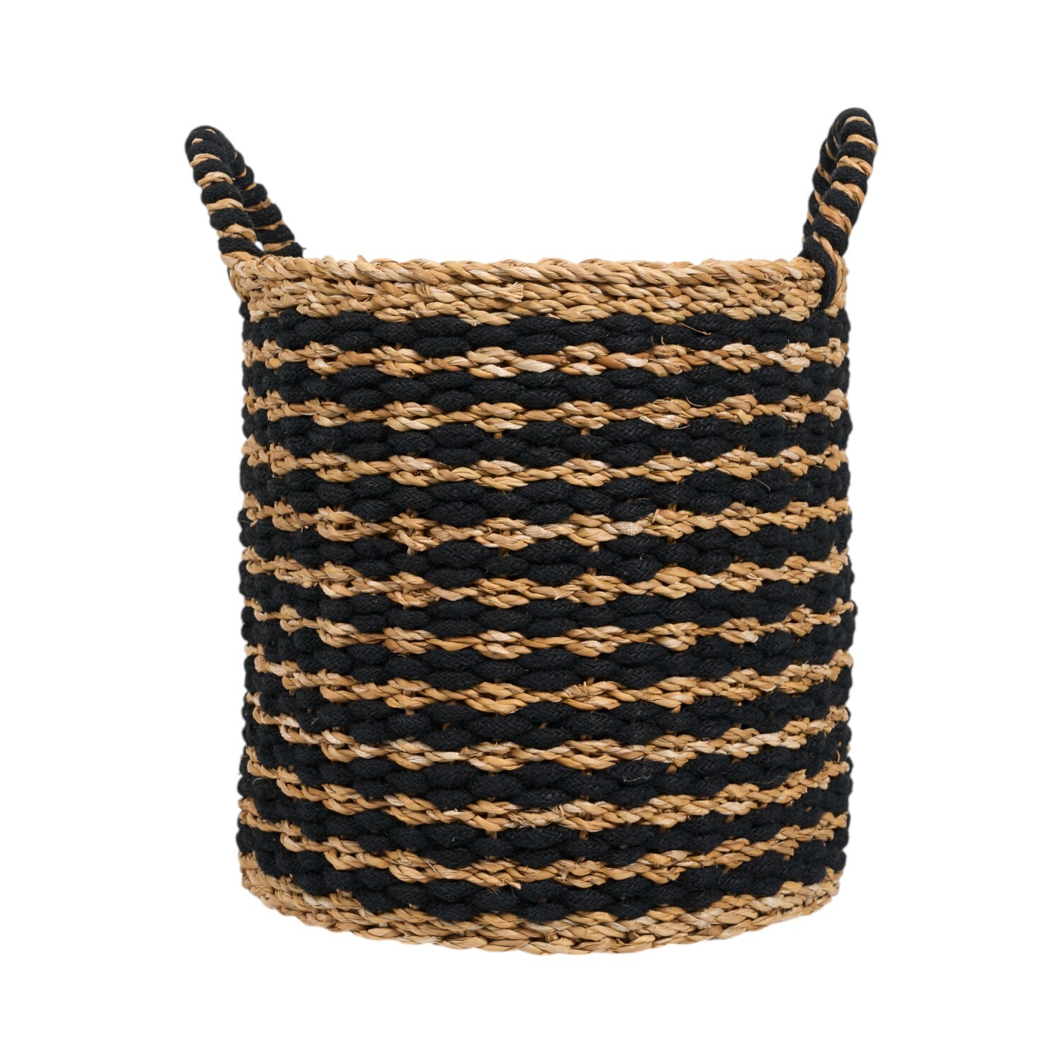 Set of 2 Black and Natural Storage Baskets Image 3