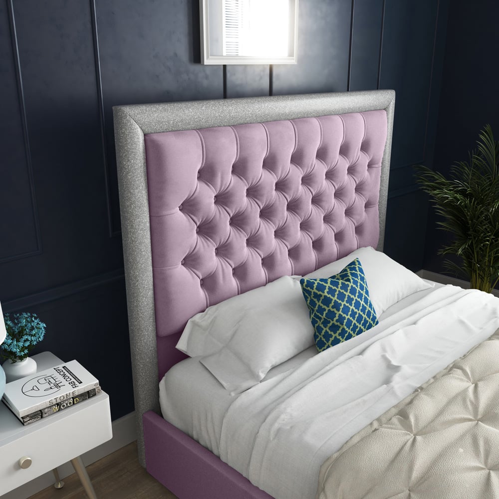 DS Living Cheltenham King Size Glitter and Pink Velvet Bed Frame Image 2
