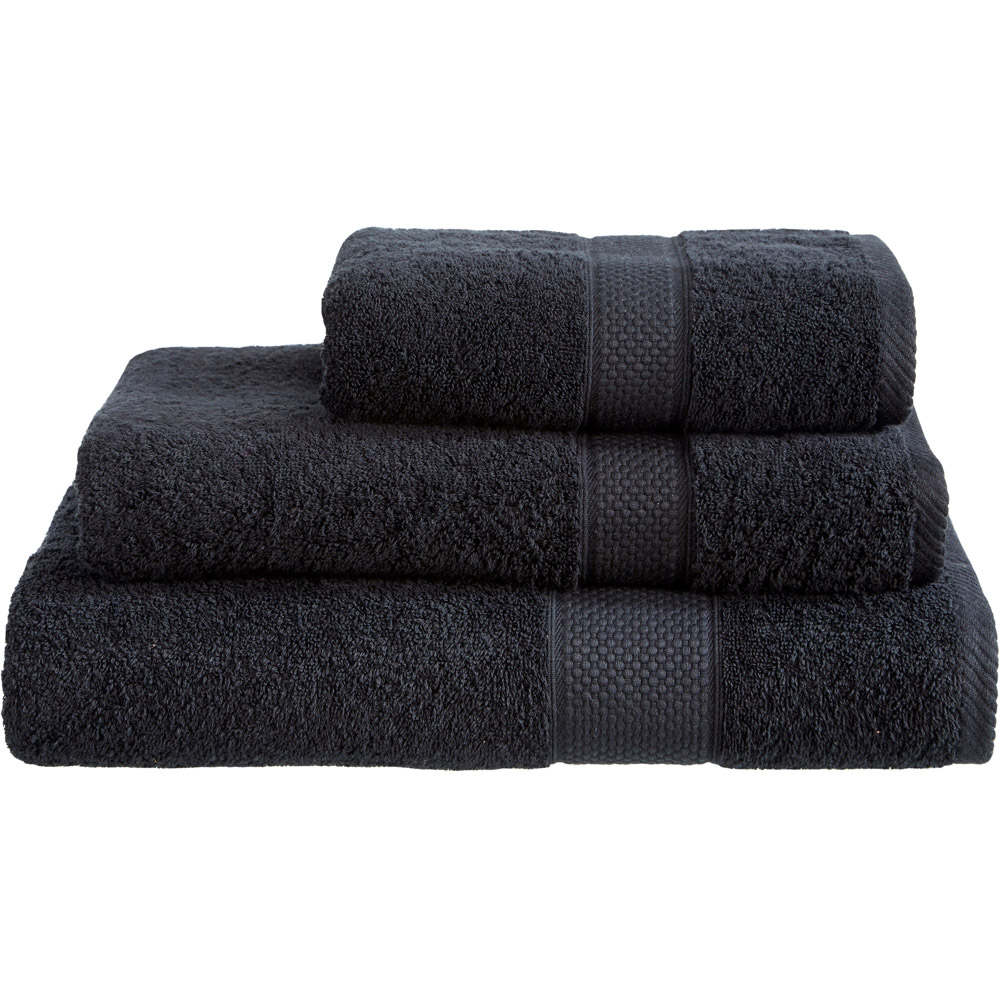 Imperial Ringspun Combed Cotton Black Turkish Hand Towel 2 Pack Image 1