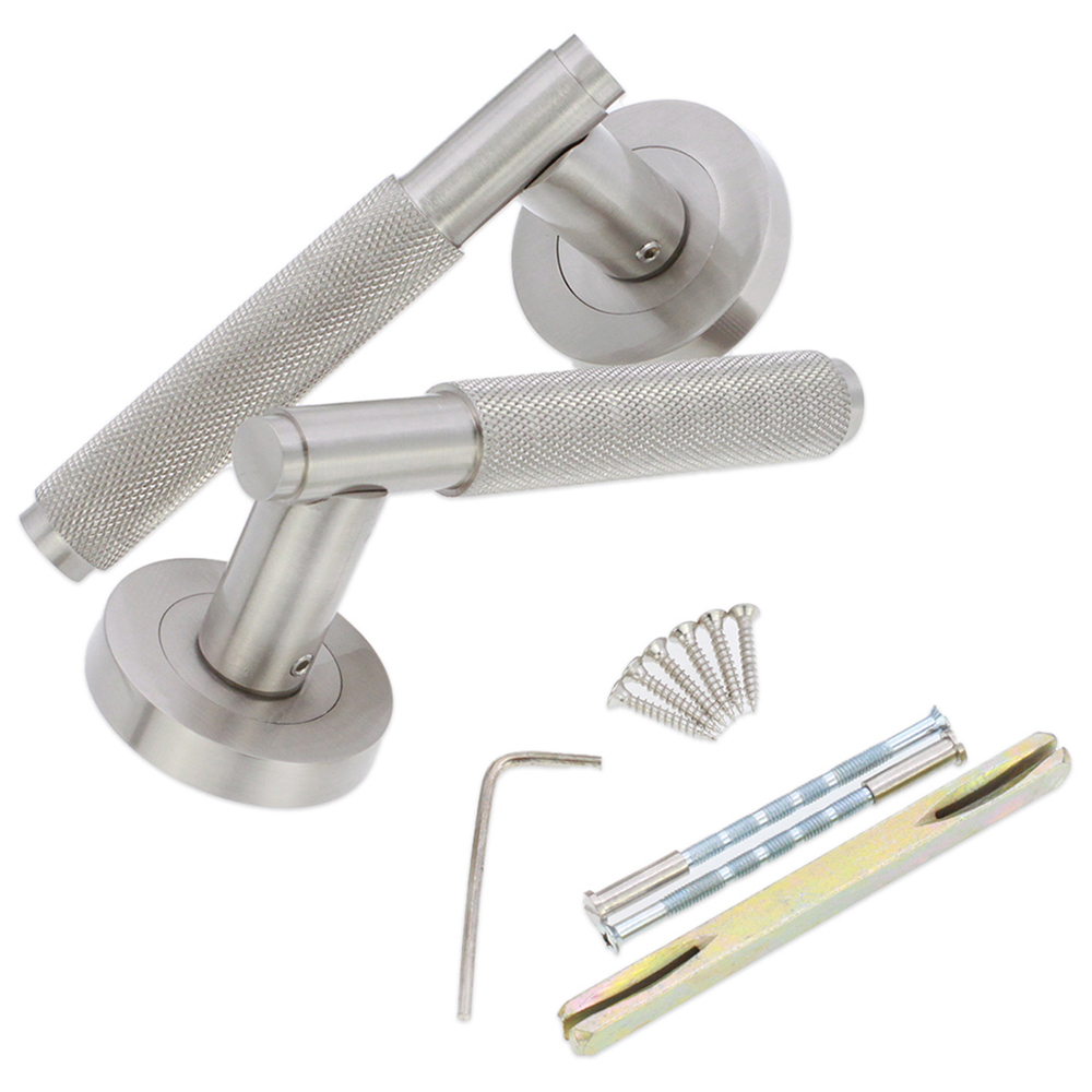 Spira Brass Connaught Satin Nickel Lever On Rose Door Handle 2 Pack Image 4