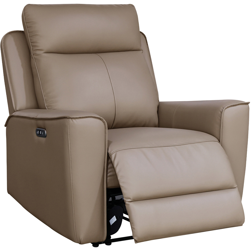 Aspire Elmhurst Mushroom Leather 5 Seater Power Recliner Sofa Set Image 6
