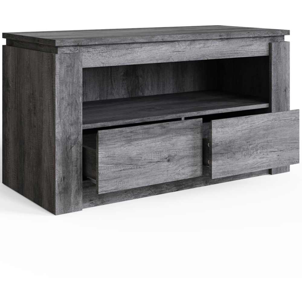 GFW Canyon 2 Drawer Single Open Shelf Charcoal Grey TV Unit Image 4