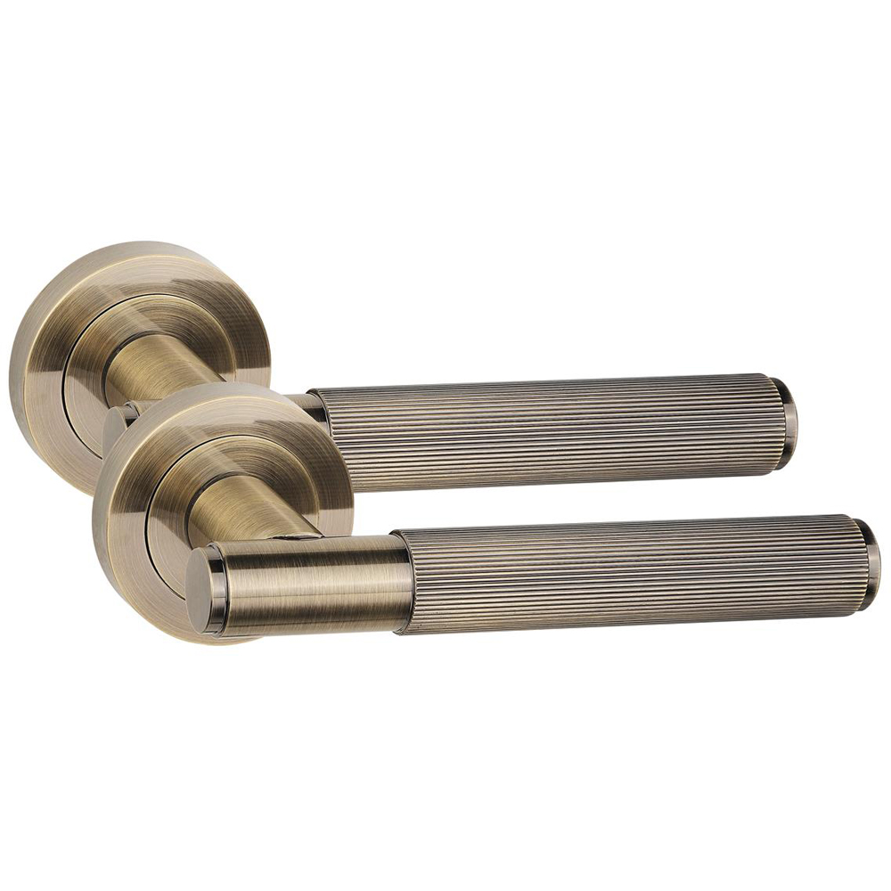 Golden Grace Antique Brass Straight T-Bar Linear Door Handle Set 6 Pack Image 3