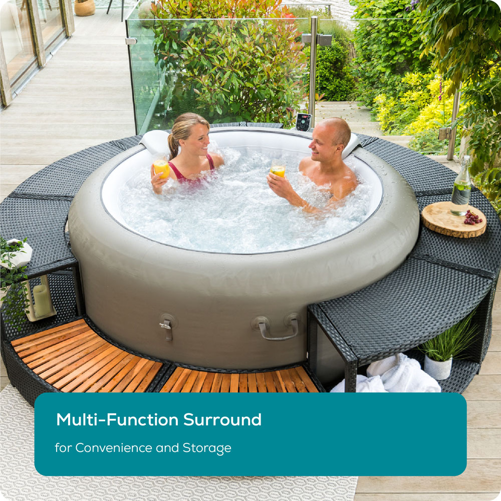 Lay-Z-Spa 2 Door 2 Shelf Black Round Rattan Spa Surround 180cm Image 7