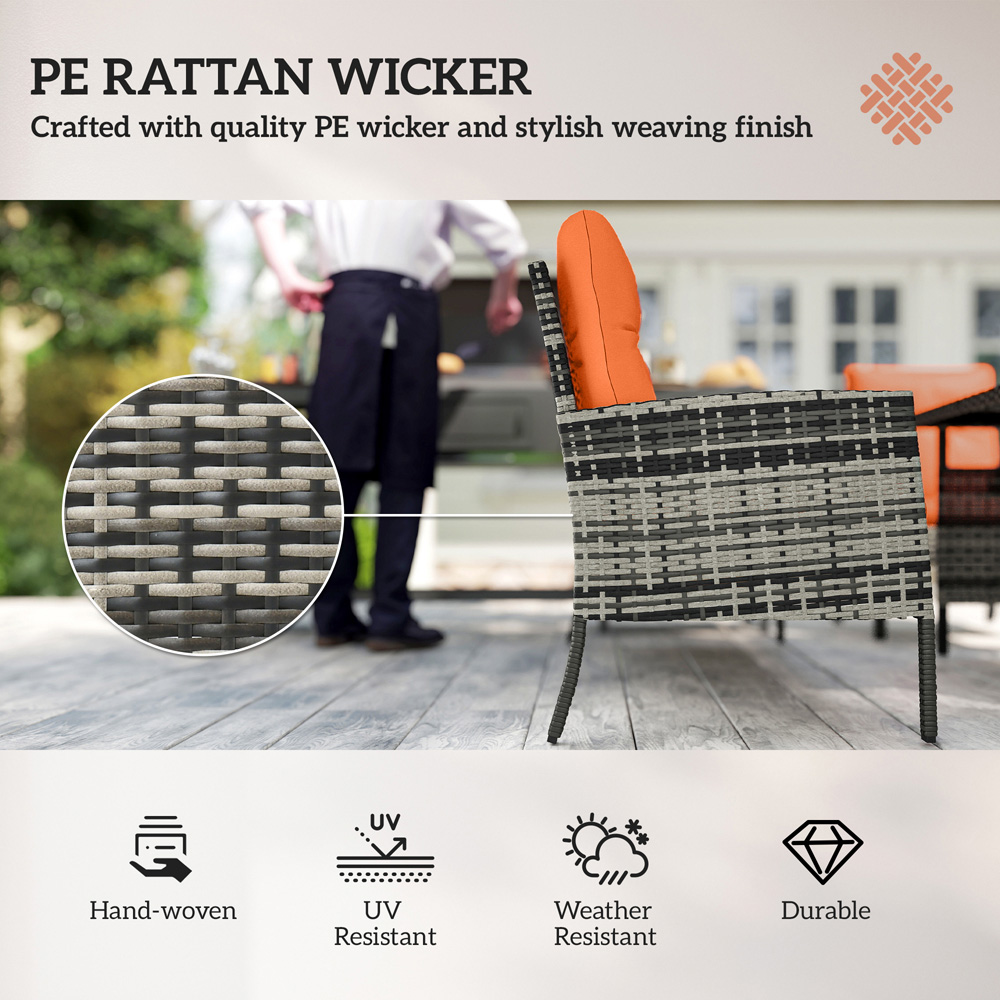 Outsunny Orange 7 Seater PE Rattan Garden Lounge Set with Cushion Image 8