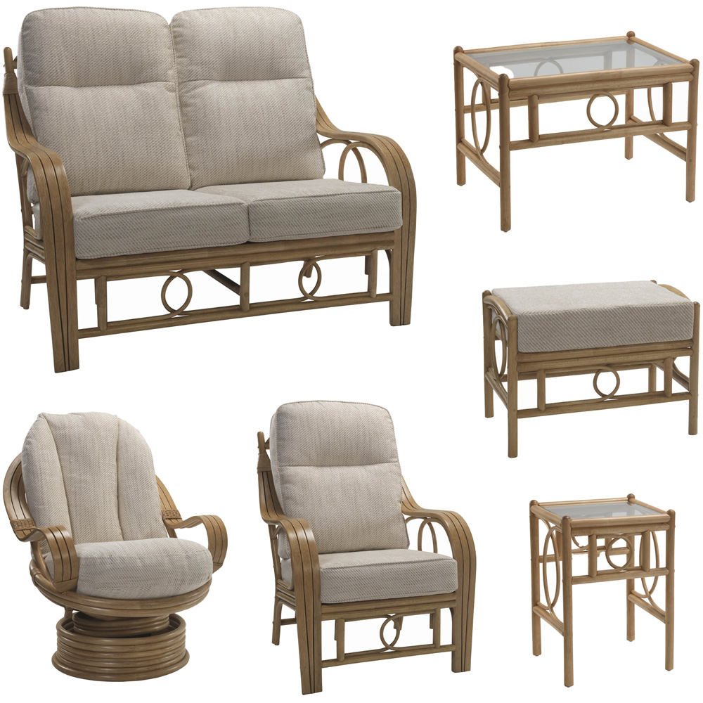 Desser Furniture Madrid 4 Seater Light Oak Jasper Sofa Set with Footstool Image 2