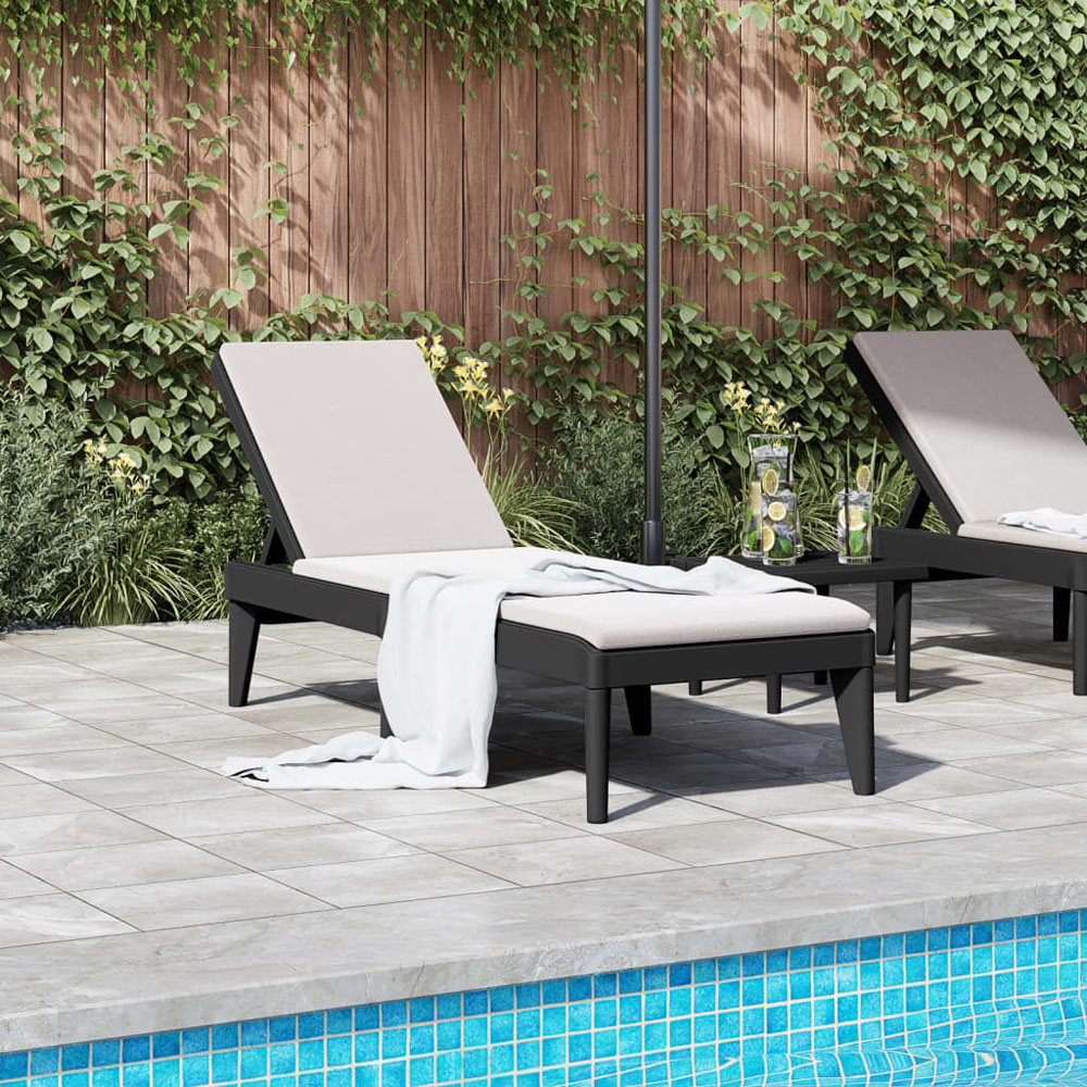 Walplus Anthracite Rattan 4 Position Adjustable Sun Lounger Image 7