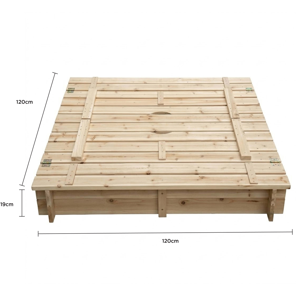 Charles Bentley Wooden Sandpit with Fold Down Benches Image 9